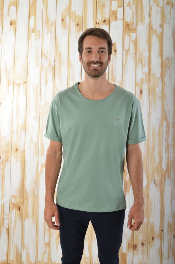 Remera Aves del Plata™  Cuello Grande  y Mangas Dobladas, Verde Oliva