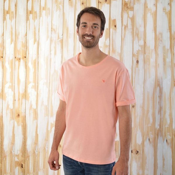 Remera Aves del Plata™ Cuello Grande y Mangas Dobladas, Salmon Rosado