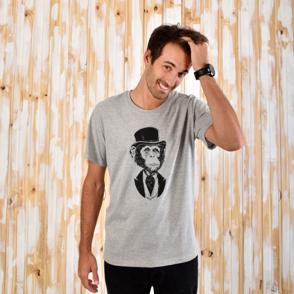 Remera Aves del Plata™ Mr Gala Chimp en Gris Jaspeado