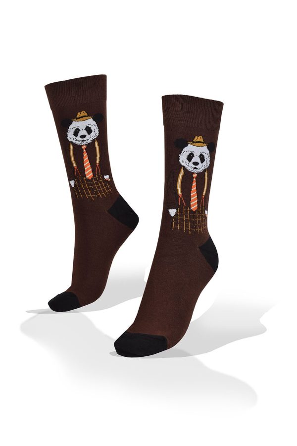 Medias Aves del Plata™ Oso Panda Elegante Fondo Marron