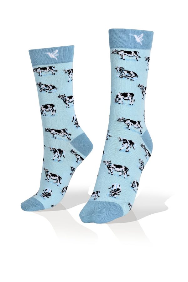 Medias con Vacas Fondo Celeste